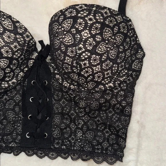 Victoria’s Secret Padded Demi Bustier Bra Top Black Lace Women’s 36B - Picture 5 of 15